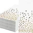 Pack of 120 Gold Foil Guest Napkins White and Golden Polka Dots Disposable Hand Towels Metallic Dinner Paper Napkins for Wedding Baby Bridal Shower Bathroom Party Supplies