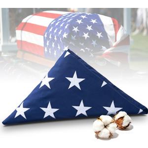 Memorial American Flag 5x9.5 ft, 100% Heavy Duty Cotton Burial Casket Flag for Veteran Military with Embroidered Stars, Sewn Stripes, Brass Grommets, for USA Display Case (Flag not Pre-Folded)