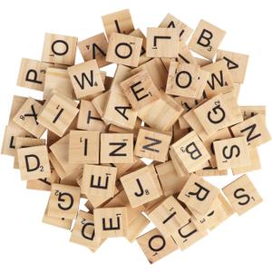 2000 PCS Wood Letter Tiles, Wooden Scrable Tiles A-Z Capital Letters for Creative Crafting Projects, Making Alphabet Coaster, DIY Wood Gift Decoration