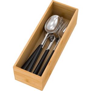 Bamboo Kitchen Drawer Organizer, Wooden Storage Box for Utensil Organizer Silverware Tray Cutlery Holder Flatware Containers - Multi-Use Deep Drawer Dividers Organizer for Bathroom, Jewelry, 9"3"2.5"