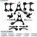 ECCPP 12Pcs 2 Lower Control Arms 2 Lower Ball Joints 2 Inner 2 Outer Tie Rod Ends 2 Front 2 Rear Sway Bar End Links 2006 2007 2008 2009 2010 2011 for Honda Civic Suspension Kit