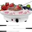 Fondue Pot Electric Set for Chocolate and Nacho Cheese, Chocolate Fondue Kit with Dipping Forks, Temperature Control, 9-ounce Detachable Bowl, Gift Set Date Night Idea Movie Night Game Night Gift Set