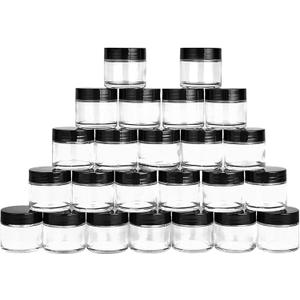 2 oz Glass Jars with Lids, Hoa Kinh 24 Pack Air Tight Leak Proof Small Clear Transparent Cosmetic Glass Jars - White Inner Seal Lid for Handmade Lotions, Creams, Body Butter, Candle, Crafts Storage