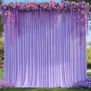 8x10FT Lavender Backdrop Curtains for Wedding Parties, Wrinkle Free Polyester Photography Backdrop Drapes for Wedding Baby Shower Birthday Parties Stage Background Stand Decorations 4x10ft,2 Panels