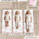 Primlect Thickened Toddler Nap Mat with Removable Pillow and Minky Blanket, Extra Large 55''x35'' Sleeping Bag, Washable, Roll up, Perfect for Daycare, Preschool, Kindergarten, Boys and Girls Flowers
