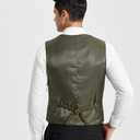 HISDERN Men's Suit Vest Plaid Dress Vest for Men Slim Fit Formal Business Waistcoat Tuxedo V-Neck Solid Vest for Wedding (Medium)