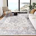 AMADA HOMEFURNISHING 5x7 Area Rugs, Washable Living Room Rug Low-Profile with Non-Slip Backing & Durable Edge Binding, Vintage 5x7 Rugs for Living Room, Bedroom, Dinning Room