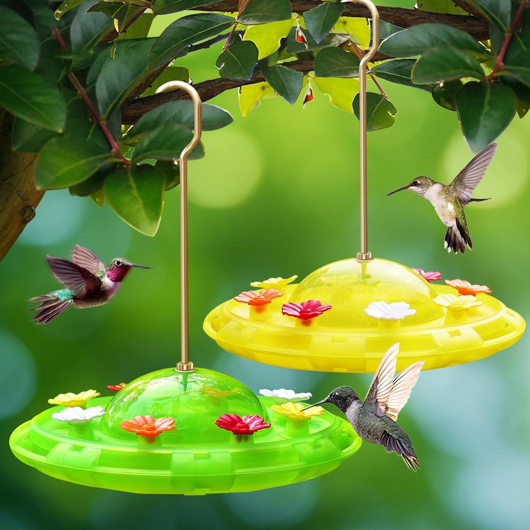 ReeYee Plastic Hummingbird Feeder 12oz for Outdoors Hanging, 8pcs Colorful Flower Feeding Stations, Leak-Proof Easy Clean and Refill