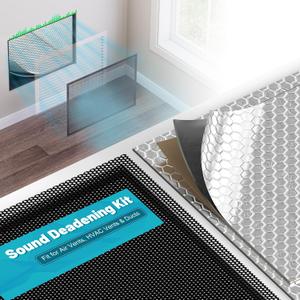 Sound Deadening Kit for Vent, Vibration Damping and Noise Reduction, Soundproofing Mats & Mesh Vent Covers for Air Vents, HVAC Vents & Ducts, Black