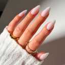 Glamnetic Press On Nails - Medium Almond Fake Nails, Milky White Nails, Clouded | 15 Sizes - 30 Nail Kit with Glue | Gift for Mom