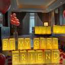 Leorate Will You Be My Girlfriend Proposals Light Up Letters Set  16 LED Lit Paper Bags with Heart Balloons, Rose Petals & Fairy Lights, Romantic Decorations for Valentine's Day Birthday Surprise