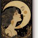 ARPEOTCY Framed Canvas Wall Art,11x14 Inch Vintage Moon and Woman Wall Art, Celestial Goddess Nouveau Black Gold Romantic Print, Mystical Boho Wall Decoration for Living Room Entryway Bedroom
