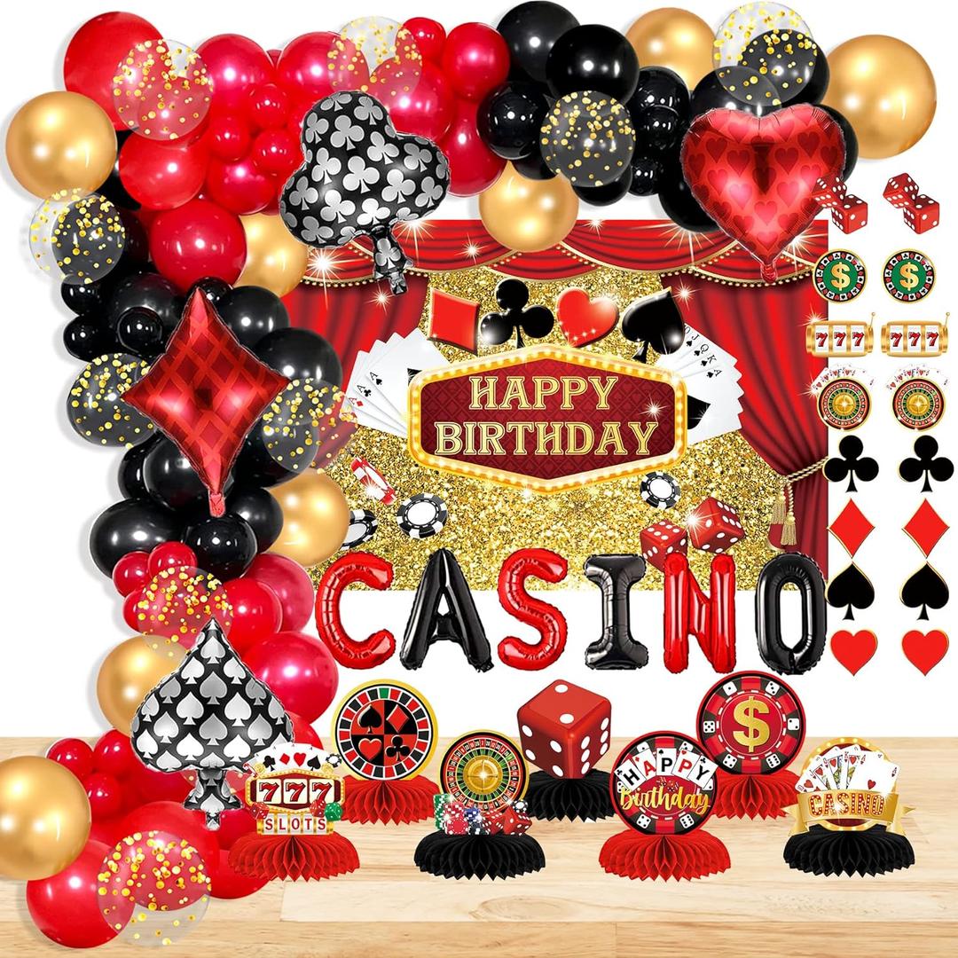 Casino Theme Party Decorations, Casino Birthday Decorations Supplies, Las Vegas Party Decoration, Poker Happy Birthday Backdrop