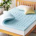 Mellow 3 Inch 5-Zone Memory Foam Mattress Topper, Cooling Gel Infusion, Dorm Essentials, Queen Blue