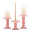 GMWD 3 Pcs Glass Candle Holder Set Clear, Amber Candlesticks Holders Pillar Taper Candles Tealight Stand for Wedding Centerpieces Home Decorations Dining Table