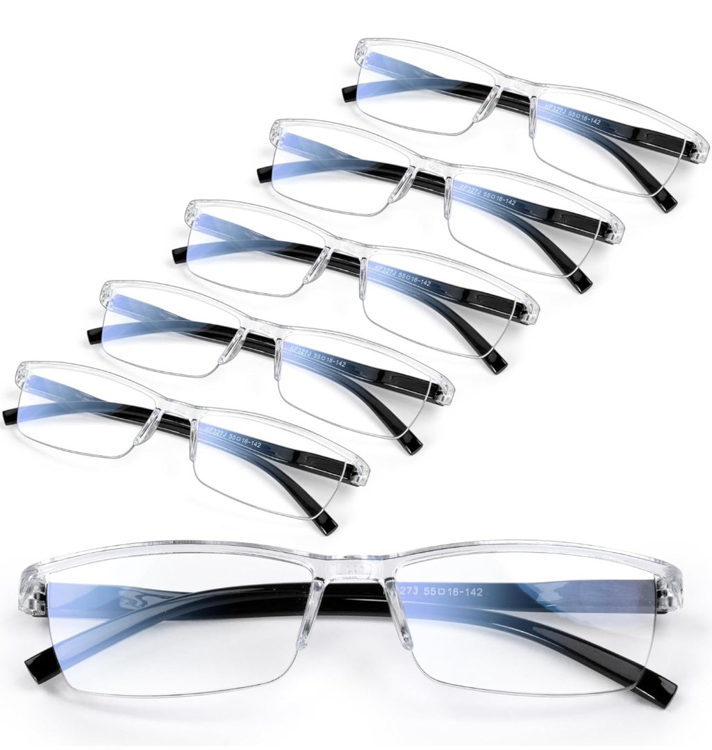 6 pack Executive Style Reading Glasses Men - Durable Readers with 99% Blue Light Blocking - Comfortable Fit with TR90 Frames +2.5
