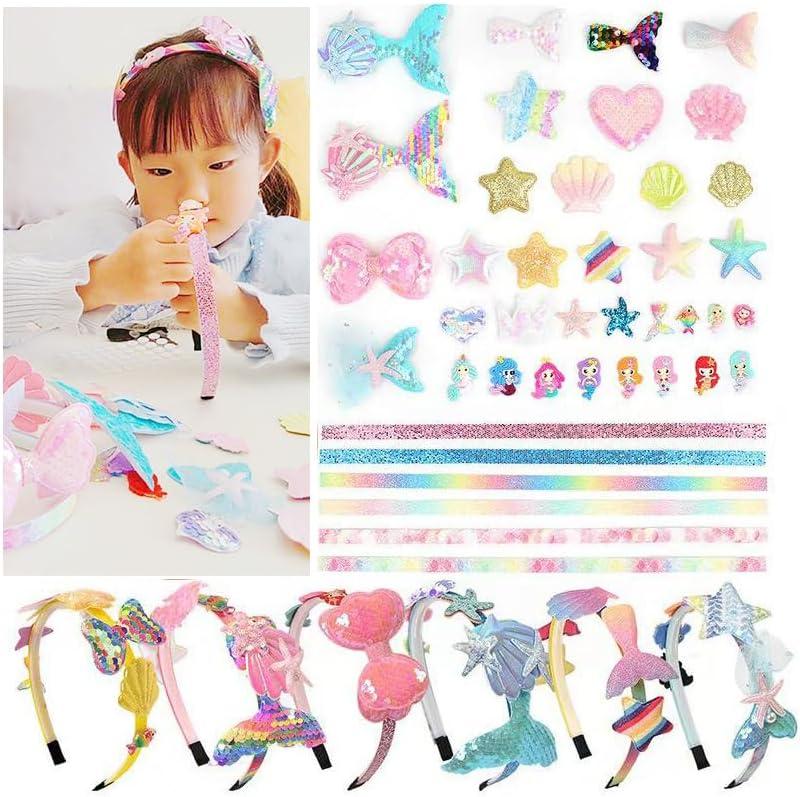 6 Hair Bands 36 Accessories DIY Headband Making Kit for Girls Ages 5-12 Gift Creative Activity