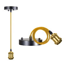 Vintage Mini Pendant Light Cord Kit, Industrial Edison Retro Pendant Light UL Lamp Holder Fixture E26 E27 Lamp Socket, 3.94ft Adjustable Woven Fabric Hanging Light Cord Kit 