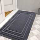 Buganda Front Door Mat Indoor Outdoor Entrance, Non-Slip Natural Rubber Doormats, Easy Clean, Low Profile, Dirt Trapper Entryway Floor Mats for Outside, Garages and Patios, 29.5x17, Grey