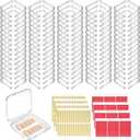 80 Sets Press On Nail Packaging Box with Double Sided Adhesive Tapes, 3x3 Inch Clear Artificial Nail Display Case Reusable Nail Storage Box Organizer for Salon, Technicians, Manicure Enthusiasts
