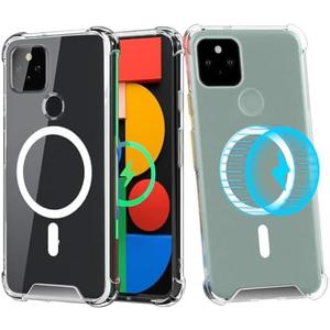 MeiyueEr Magnetic Case for Google Pixel 4A 4G,[Compatible with Magsafe] Shockproof Phone Bumper Cover, Anti-Scratch Clear Back (Clear)
