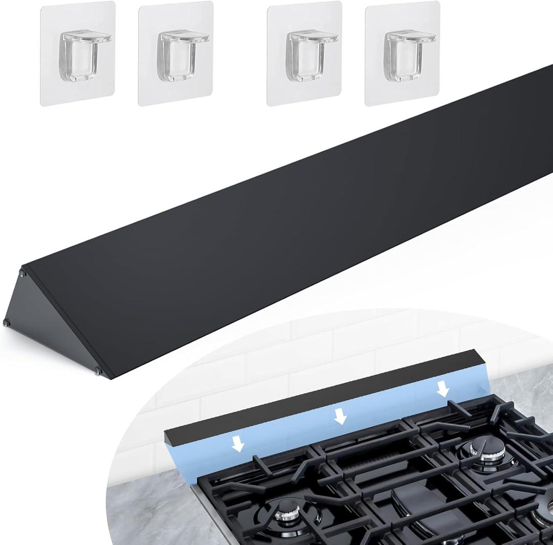 30" Slide-in Range Rear Filler Kit W10113901A, Stove Gap Universal Triangular Filler Strip, Cooktop Trim Kit Between Stove and Backsplash for Whirlpool & Most Brand, Durable Aluminum, Black (Black)