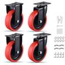 5 Inch Heavy Duty Caster Wheels Set of 4 (2 Swivel & 2 Fixed), 3000 LBS Capacity, Premium Rubber Casters, Silent Rolling for Workbench, Cart, Trolley, Dolly, Industrial-Grade Casters