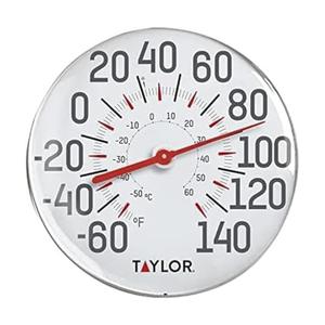 Taylor Metal Wall Indoor Outdoor Thermometer, Wireless Thermometer with Easy to Read Large Numbers for Patio, Pool, and Indoor Areas, 12inch, White