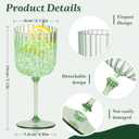 12 PCS Plastic Ribbed Wine Glasses 11oz Green Detachable Wine Goblet Unbreakable Vintage Ripple Water Goblets Cocktail Drinking Cups for Parties Weddings Poolside Outdoors