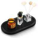 Bamboo Vanity Tray 11.4x6.1 inches, Decorative Vanity Tray for Bathroom Countertop Toilet Tank Farmhouse, Black