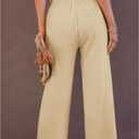 GRAPENT Wide Leg Capri Pants for Women High Waisted Linen Flowy Pleated Capris Cropped Trousers Pants Dressy Casual (L)