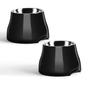 Fluffydream Sturdy Elevated Dog Bowls 2 Packs, [Prevention of Vertebrae Disease] Non-Slip Dog Food Bowls with Stainless Steel Bowl, High Capacity Water Bowl Colorful Raised Bowl for Medium Small Dogs (M (540 mL / 2 Cups))