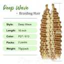 Eerya Long Curly Braiding Hair 18 Inch 2 Packs Ocean Wave Crochet Hair for Black Women Deep Wave Braiding Hair for Boho Braids(18inch,#P27/613)