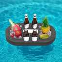 Large Floating Drink Holder Black Floating Refreshment Table Tray Compartment Portable Floating Pool Tray for Swimming Pool Accessories Hot Tub Beach and Party Decor