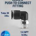 Push to Connect Fittings Elbow 3/8" Tube OD to 1/4 NPT, Nickel-Plated Brass Pneumatic Connectors, Quick Release Air Line Fittings, Leak-Proof and Durable for Industrial Use (Pack of 10)