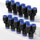 Y spliter 3 Ways - 1/4" Tube OD Hose Quick Connect Fittings, Quick Connect Hose Fittings Push to Connect Tube PY- 1/4" (Blue Pack of 10)
