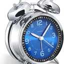 Peakeep Loud Alarm Clock for Heavy Sleepers Adults, Metal 4.5 Inches Twin Bell Battery Operated Analog Alarm Clocks for Bedrooms Decoration (Jewel Blue)