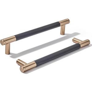khtumeware 10 Pack 6 Inch(152mm) Aluminum Handles Knurled Black and Champagne Bronze Cabinet Pulls Drawer Pulls Kitchen Hardware Kitchen Handles for Cabinets Cupboard Handles