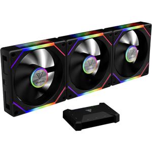 GAMDIAS 120mm PWM ARGB Case Fan x3 & 3 Reverse Blades Included, Sync with ARGB Motherboards, Easy Cable Management with Cabless Daisy Chain, Quiet & 75CFM Airflow with 2400 RPM, Aeolus P2