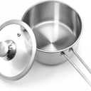 AuFranc 2 Quart Tri-ply Stainless Steel Saucepan with Glass Lid, Induction Sauce Pan Compatible with All Cooktops, Non-Toxic Sauce Pot with Stay Cool Handle, Oven & Dishwasher Safe (Silver)