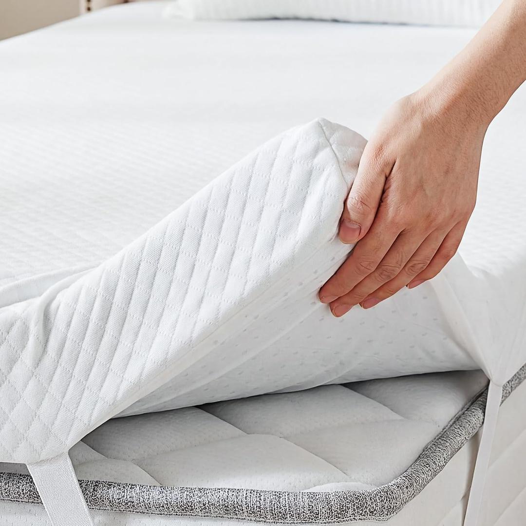 DUMOS 3 Inch Twin Memory Foam Mattress Topper Pad with Cover, Soft Bed Cover with Anti-Slip Base, Enhanced with Cooling Gel, Premium Comfort for Sleep & Back Pain Relief, Removable & Washable