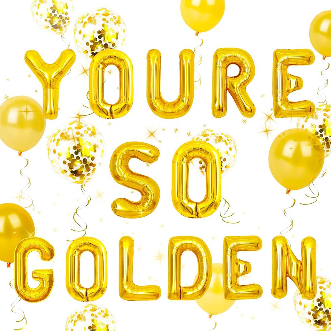 23 PCS You're So Golden Balloons - Golden Birthday Banner & Party Decorations
