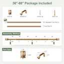QDWIS Natural Wood Curtain Rods for Windows 48 to 84 inch Boho Decorative Handmade Wood Grain Drapery Rods with Leaf Finial 1" Adjustable Heavy Duty Curtain rod for Living Room Bedroom Kitchen