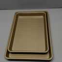 Cookie Sheets for Baking Nonstick, 2 Pack Heavy Duty 0.8mm Baking Sheet Pan Set Quarter(9x13in) & Jelly Roll(10x15in) with Diamond Texture, Gold Commercial Grade, Small Oven Safe
