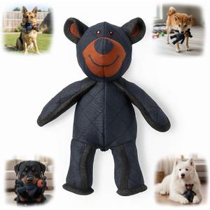 Unbreakable Bear Dog Toy for Aggressive Chewers Dog Companion Dog Toy Squeaky Stuffed Plush Dog Toys for Heavy Chewers (Dark Blue)