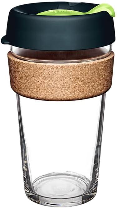 KeepCup Brew Cork - Reusable Coffee Cup Tempered Glass and Natural Cork, L 16oz/454ml - Deep