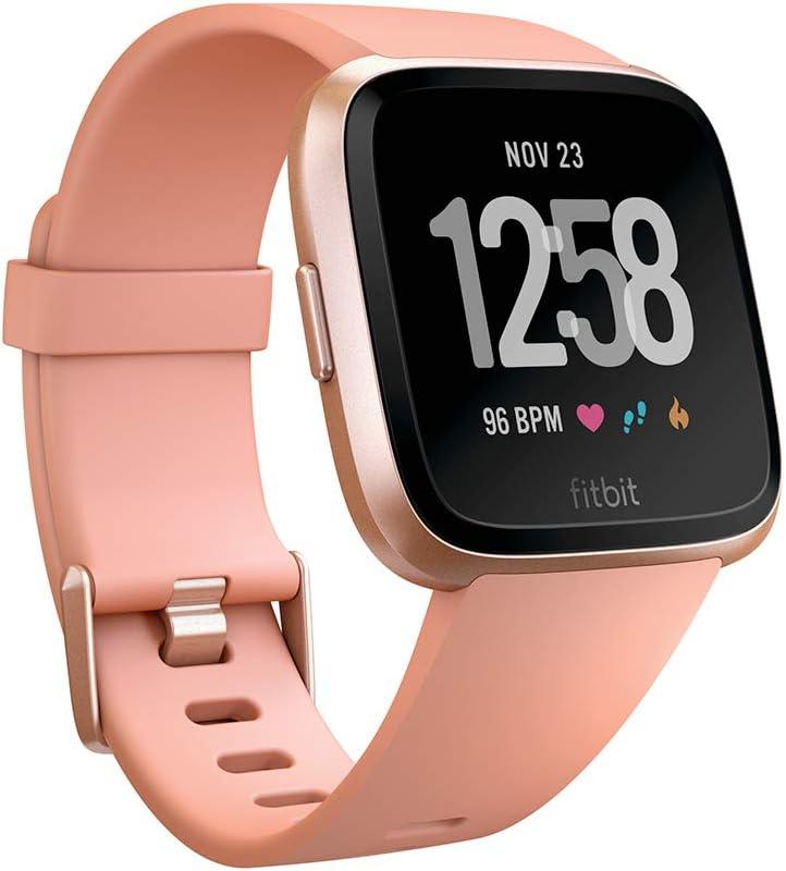 Fitbit Versa Smart Watch, Peach/Rose Gold Aluminum, One Size (S & L Bands Included)