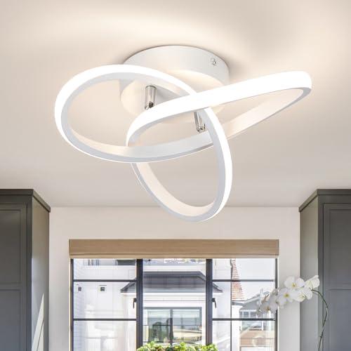 CANEOE Modern Led Ceiling Light Fixtures,4500K Daylight White Semi Flush Mount Hallway Ceiling Light for Bedroom Bathroom Kitchen Balcony Laundry Room Stair Ceiling Lamp Curved Design, White