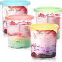 For Ninja Creami Deluxe Pints- 4 Pack, NC500 NC501 Ice Cream Pint fit for Ninja Delux Ice Cream Maker, For Ninja Creami Deluxe Containers Hold 24 Ounces of Food, Dishwasher Safe (Blue, Green, Pink, Yellow)