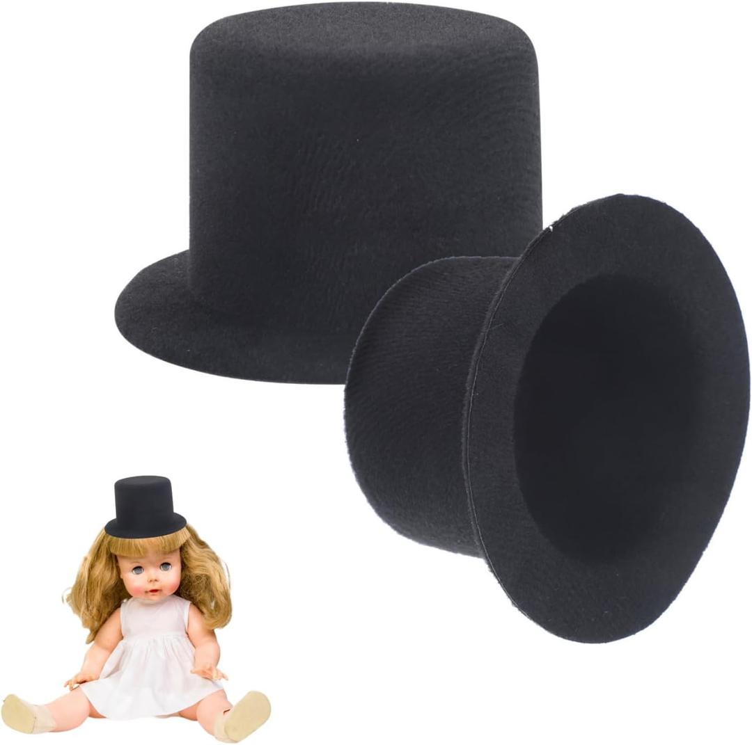 Mini Top Hat, 2pcs Miniature Top Hats for Dolls Doll Tophat Decorative Party Supplies for DIY Pets Craft Accessories Ornaments Party Decoration Cosplay Accessories